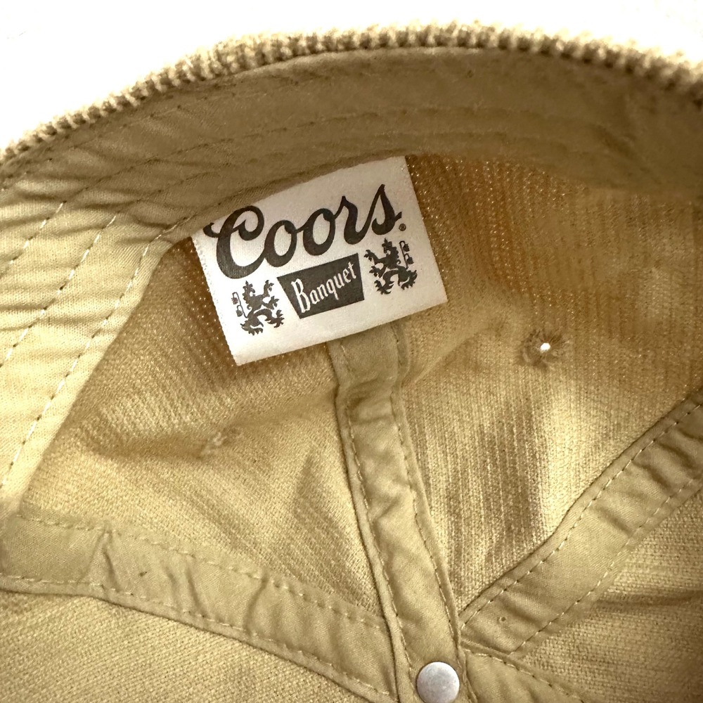 Coors Banquet Beer Hat Tan Corduroy Snapback Golden Colorado Vintage Style Cap - Picture 8 of 9